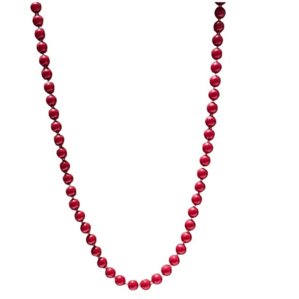 Cherry Red Retro 50s 90s Fashion Knotted Beads Necklace Fashion Jewelry Women